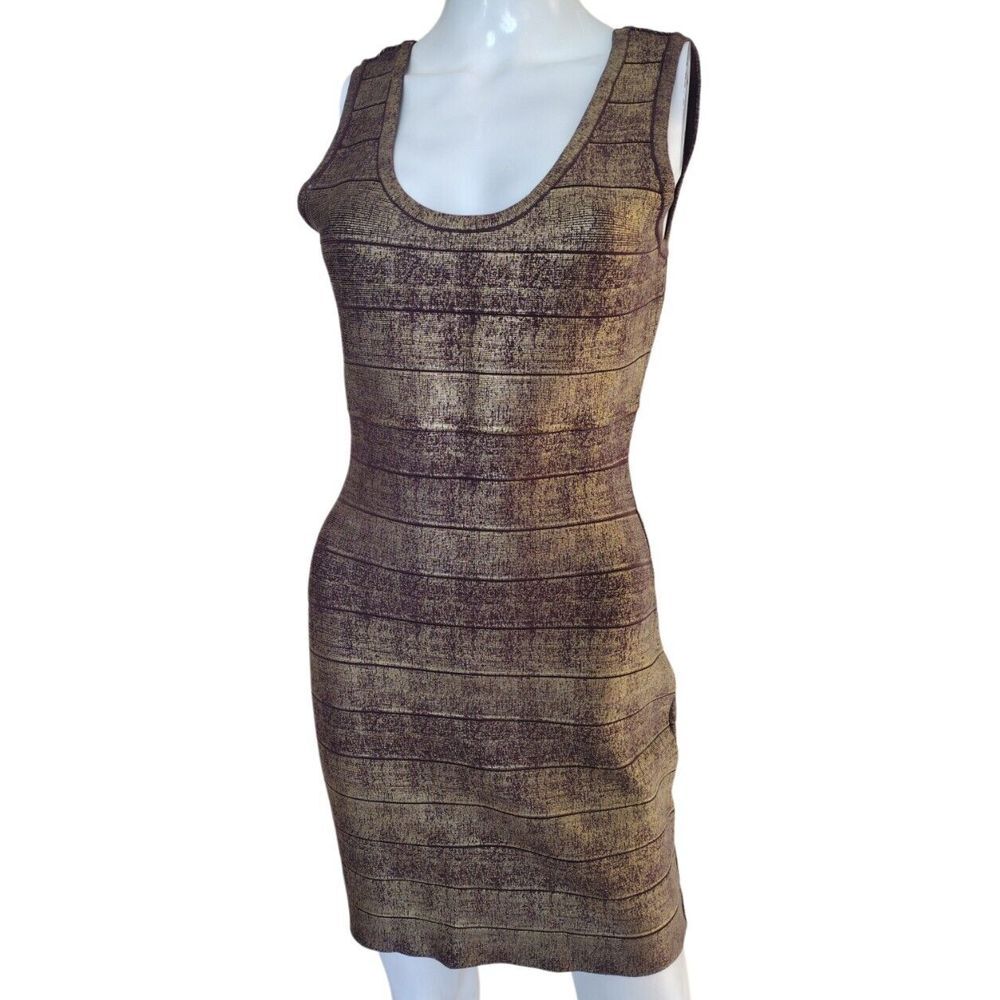 HALE BOB Mini Dress Women Medium Metallic Bandage Bodycon Knit Cocktail Party